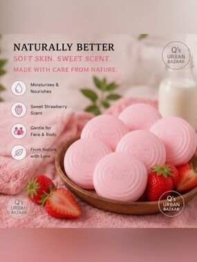 Goat Milk Strawberry Soap Bar - 12ct